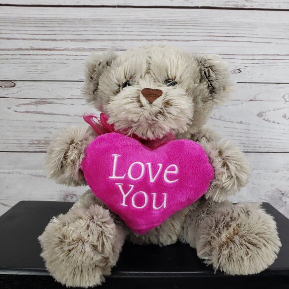 Inter American Gray Teddy Bear Holding Love Heart Plush - Picture 2 of 10